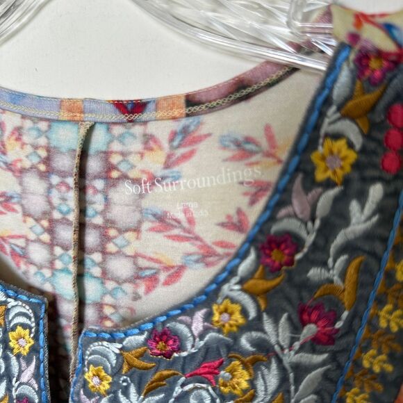 NWT Soft Surroundings Fifi Top‎ in Ecru Multi Size L - Picture 4 of 7